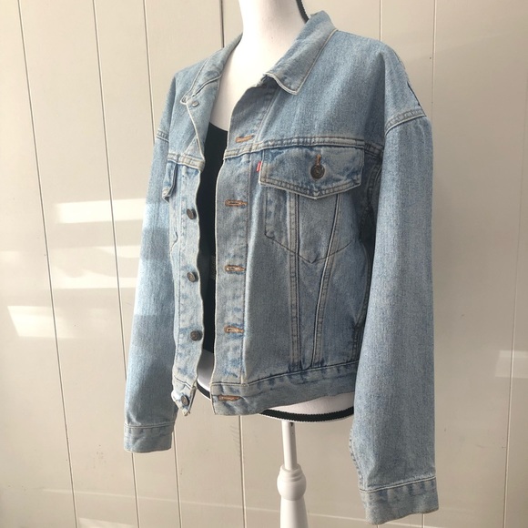 VTG LEVIS l Sz S l Dad Denim Oversized Trucker Jean Jacket - Picture 4 of 11